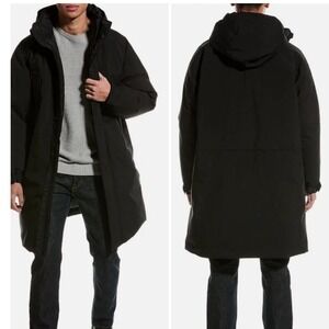 Theory Mens Bond 2L Mid Length Malbec Down Wool BlndPuffer Coat Parka Hood Sz XL